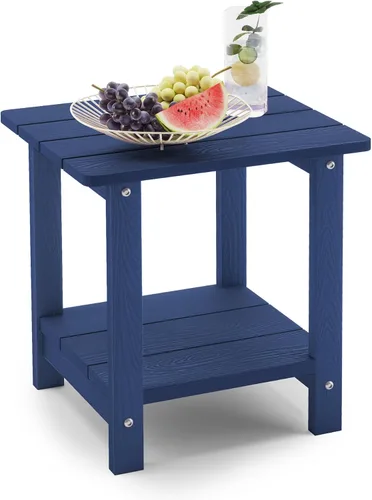 Miniatura 9 de LUE BONA - Mesa auxiliar de exterior Adirondack, mesa auxiliar de patio de 2 niveles Aruba Blue HDPS, mesa auxiliar resistente a la intemperie, mesa