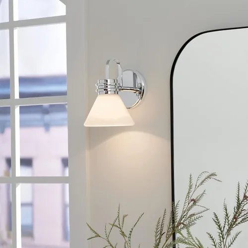 Miniatura 2 de Kichler Farum 55153CH - Aplique de pared de 1 luz de 7.25 pulgadas con cristal ópalo en cromo, para chimenea, cocina, dormitorio, pasillo o tocador