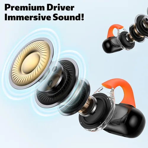 Miniatura 4 de Auriculares inalámbricos de oído abierto Clip seguro Auriculares deportivos conducción ósea Correr Auriculares Bluetooth Gaming Auriculares