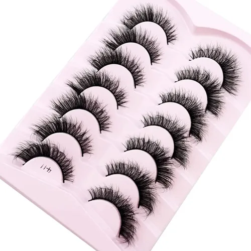 Miniatura 2 de 7 pares de pestañas de 0.984 in de largo, 100% pestañas de visón, pestañas postizas suaves y dramáticas de volumen, pestañas postizas gruesas