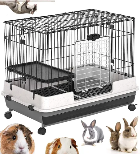 Miniatura 21 de Gran conejillo de Indias para interiores y exteriores, chinchilla, hurón, ardilla, erizo, gatito, conejo, conejo, casa, hábitat, pata segura, Negro