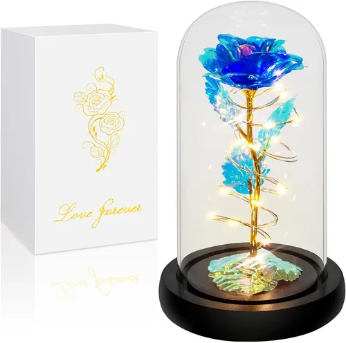 Miniatura 24 de Colorida flor de rosa regalo para San Valentín, regalo de cumpleaños para mujer, regalo de cumpleaños colorido de flores artificiales, cadena de luz