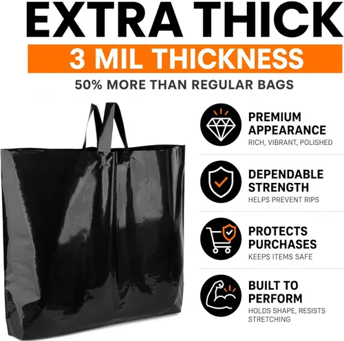 Miniatura 3 de Bolsas de compras de plástico grandes de 19 x 15 pulgadas con asas, bolsas de compras extra grandes para boutique de pequeñas empresas, tiendas