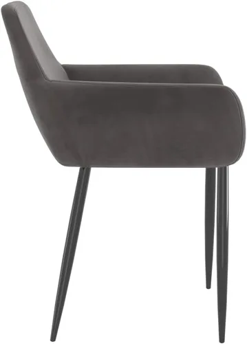 Miniatura 5 de Juego de 2 sillas de comedor modernas tapizadas de terciopelo gris oscuro con patas cónicas resistentes, diseño ergonómico para comedor y cocina