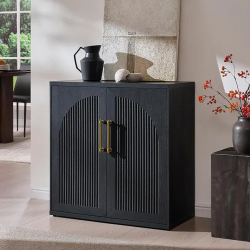 Miniatura 23 de ACCOHOHO Aparador de puerta arqueada, gabinete de buffet, gabinete de acento con estante ajustable, gabinete modular de madera para comedor, sala