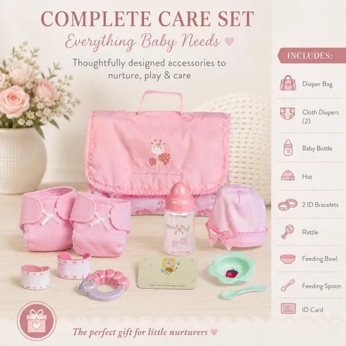 Miniatura 3 de Juego de regalo de 10 piezas de bolsa de pañales de lujo Feat. Muñeca realista de bebé recién nacido sonriente de 13 pulgadas La Newborn - JC