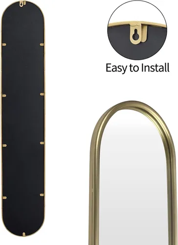 Miniatura 3 de OUSHUAI Espejo Ovalado Dorado de Cuerpo Entero, Espejos Largos de Cápsula Estrecha con Marco de Metal para Entrada, Pasillo, Sala de Estar 44"X8