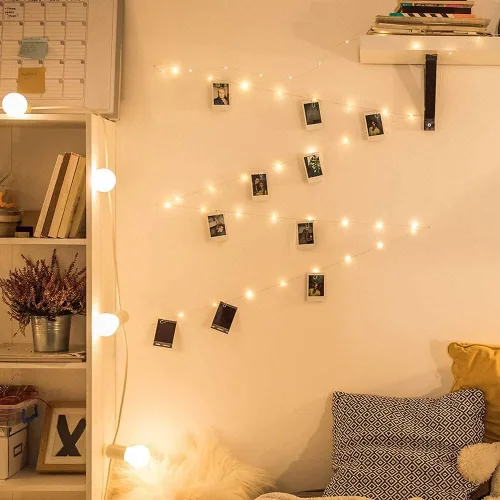 Miniatura 3 de Cadena de luces con clip para fotos, 33 pies, 100 luces LED con clips para fotos con temporizador, luz de fotos con 50 clips transparentes
