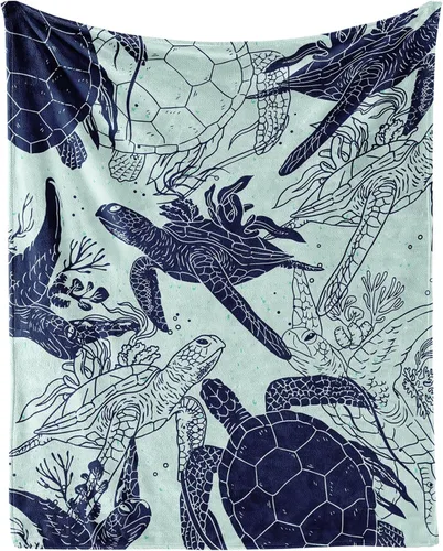 Miniatura 17 de Manta de tortuga marina, suave, mullida y cálida, manta pequeña de 30 x 40 pulgadas para sofá, oficina, bonita manta rosa para niños
