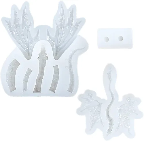 Miniatura 3 de Moldes de silicona con diseño de dragón alado, paquete de 2 unidades para fundición de resina epoxi, fabricación de joyas, fondant, decoración