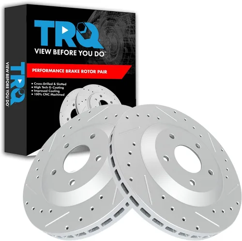 Miniatura 254 de TRQ Juego de rotores de freno de rendimiento trasero con revestimiento G premium compatible con Mazda 6 2014-2021