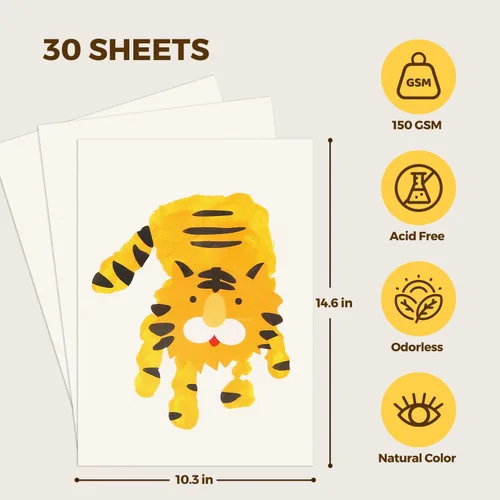 Miniatura 3 de Jar Melo Papel de pintura para dedos, 30 hojas, 10 x 15 pulgadas, almohadilla de papel de pintura de dedos grande para niños, sin ácidos, 101 libras