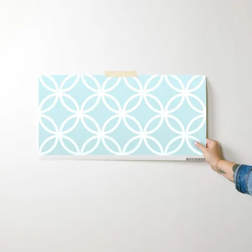 Miniatura 7 de Muestras de papel tapiz removibles – Cerclattice White Circles Winter Lattice Baby Boy Quatrefoil Papel pintado personalizado pre-pegado por