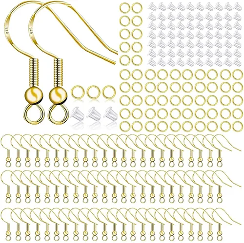 Miniatura 7 de Ganchos chapados en plata de ley 925, 150 piezas/75 pares, ganchos de pez, 500 piezas hipoalergénicas para hacer aretes con anillos de salto