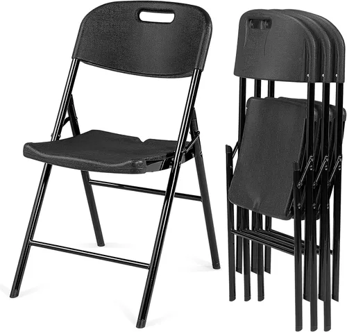 Outvita 4 sillas plegables, 2 niveles moldeadas de plástico resistente para exteriores, fáciles de plegar y almacenar, adecuadas para interiores y