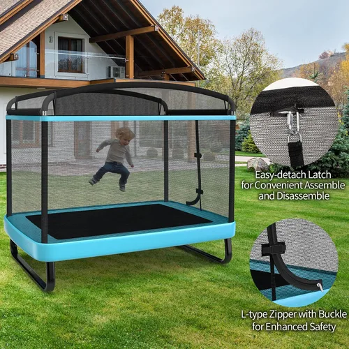 Miniatura 4 de Giantex Trampolín de 6 pies para niños con columpio, trampolines para niños pequeños con red de seguridad, aprobado por ASTM, mini trampolín