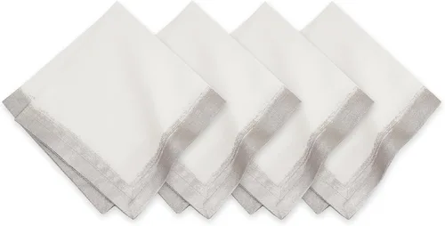 Miniatura 11 de Elrene Home Fashions Villeroy & Boch - Juego de 4 manteles individuales de mezcla de lino, 14 x 20 pulgadas, color blanco y plateado