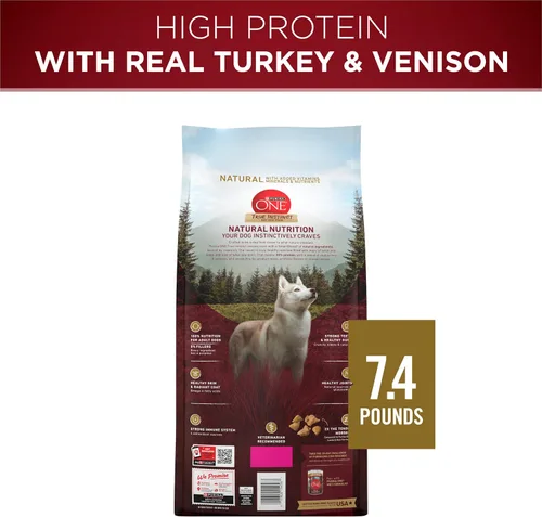 Miniatura 11 de Purina ONE True Instinct con una mezcla de pavo auténtico y venado alimento para perros seco - Bolsa de 7.4 lb