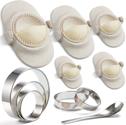 Miniatura 12 de Prensa para Hacer Empanadas de 6 Pulgadas, Juego Extra Grande de Fabricante de Dumplings con Cortador de Masa, Juego de Moldes para Dumplings
