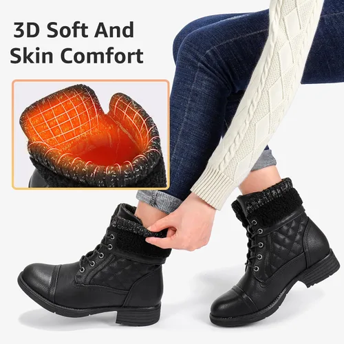 Miniatura 28 de STQ Botas de combate con cordones para mujer