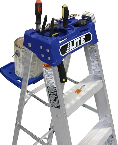 Miniatura 10 de LITE Escalera de aluminio de 4 pies con bandeja de herramientas, capacidad de carga de 250 libras, tipo I, LP-2111-04