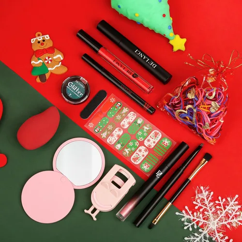 Miniatura 5 de Calendario de Adviento de maquillaje 2026, kit de regalo de maquillaje sorpresa de Navidad de DE'LANCI para mujeres, calendario de cuenta regresiva