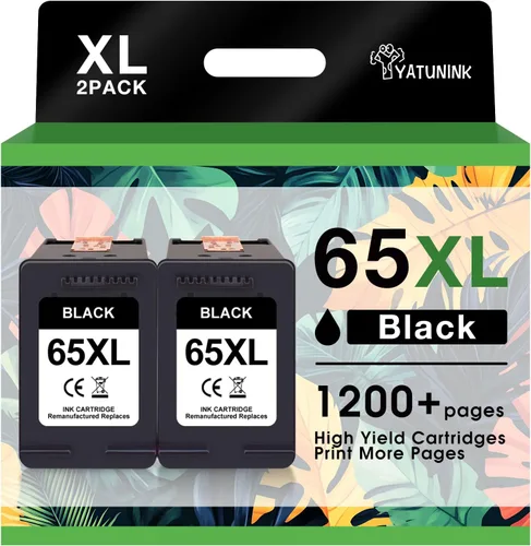 65XL 65 Cartucho de tinta negra compatible para tinta HP 65 para cartucho de tinta negra HP65 XL 65XL Funciona con Envy 5010 5052 5055 Deskjet 2622