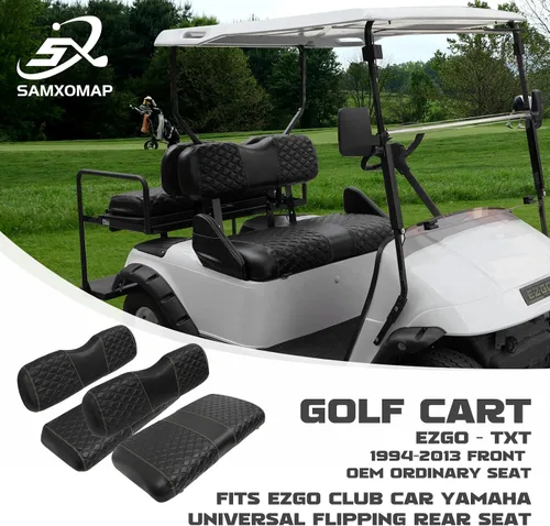 Miniatura 2 de Fundas de Asiento de Carrito de Golf Delanteras y Traseras Impermeables y Resistentes al Sol de Cuero Vinílico de Grado Marino Accesorios de Negro