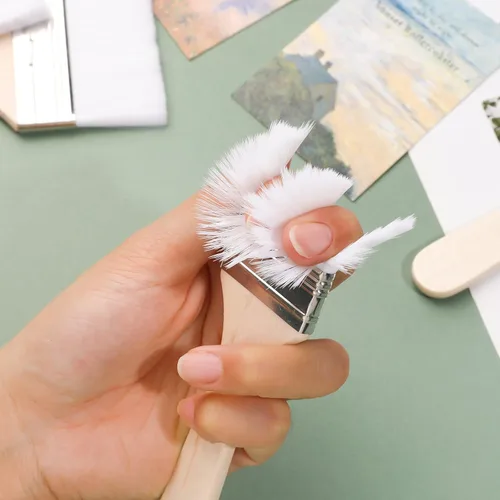 Miniatura 3 de EORTA Juego de pinceles de pintura artística de punta plana de tamaños variados de nylon Blanco
