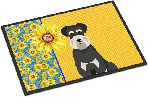 Miniatura 190 de Caroline's Treasures WDK5313MAT Airedale Terrier - Tapete para puerta delantera de 18 x 27 pulgadas, diseño de girasoles de verano, para entrada