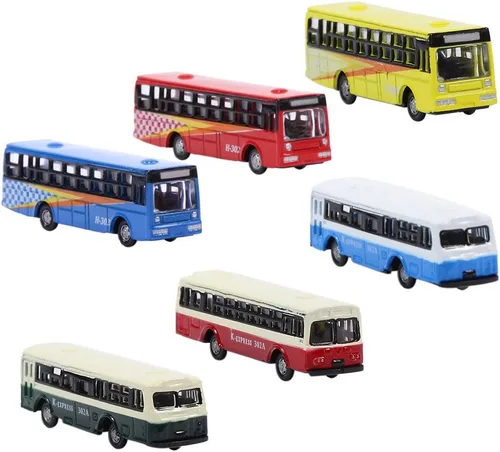 BS150 6pcs Diecast Modelo Autobuses Coche 1:160 N Escala Paisaje de la calle Paisaje Ferroviario Escenario DIY Tren Diseño Modelo Accesorios