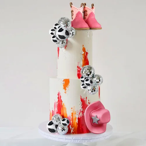 Miniatura 5 de 25 piezas de adornos para tarta de vaquera, adornos para pastel con sombrero y bota de vaquera, adorno para pastel con bola de disco, adorno