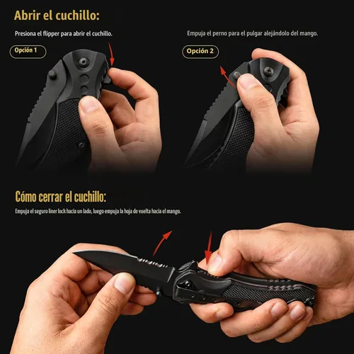 Miniatura 6 de GOOD WORKER Navaja de bolsillo legal con hoja dentada de 2.95 pulgadas, rompedor de vidrio, cortador de cinturón de seguridad, cuchillos plegables