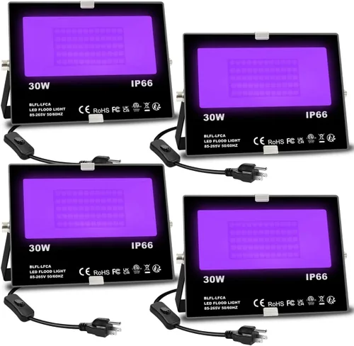 MELPO Luz negra de 30 W LED de luz negra para exteriores para fiesta brillante, decoración de Halloween, pintura corporal, póster fluorescente,