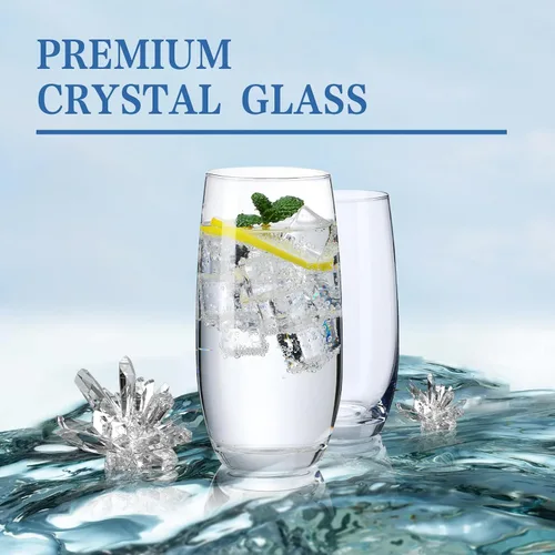 Miniatura 2 de Juego de 6 vasos para beber, vasos de agua de cristal de alta calidad, vasos de vidrio para agua, jugo, bebidas, mojito, tragos mixtos, juego