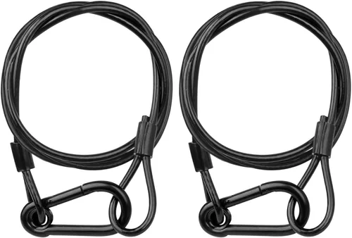 Miniatura 14 de Paquete de 4 cables de seguridad colgantes de cadena negra con abrazaderas de gancho para luces, cordón de acero inoxidable, cadenas de seguridad