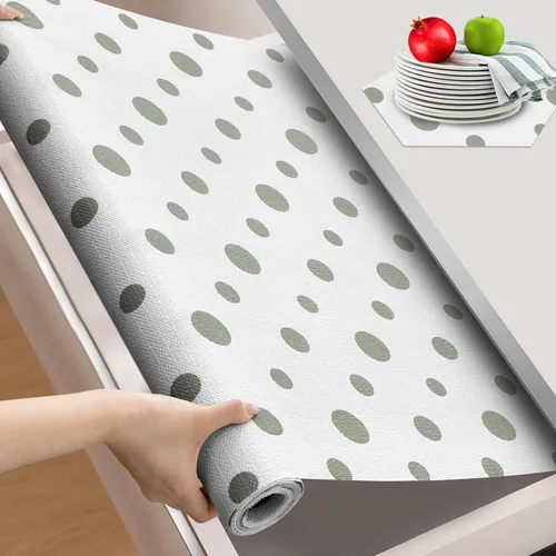 Miniatura 13 de Beautysaid Revestimiento de estante y cajón para gabinete Ktichen, papel antideslizante no adhesivo, impermeable, lavable, grueso para tocador