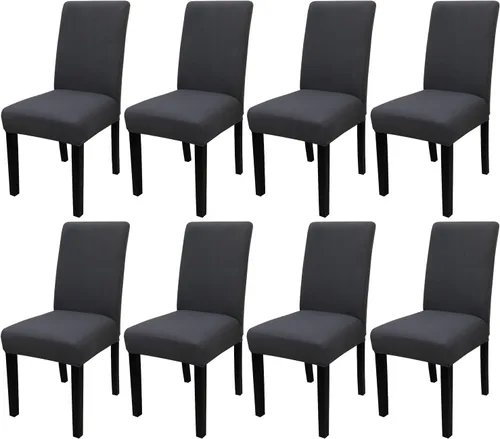 Miniatura 68 de JQinHome Juego de 8 fundas para sillas de comedor, fundas de alta elasticidad extraíbles y lavables, fundas protectoras de asiento para silla