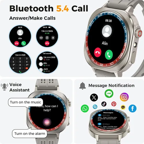 Miniatura 3 de Soudorv Reloj inteligente, AMOLED 2026 de 1.43 pulgadas para hombres y mujeres (respuesta/hacer llamadas), 60 días/más de 130 deportes/linterna