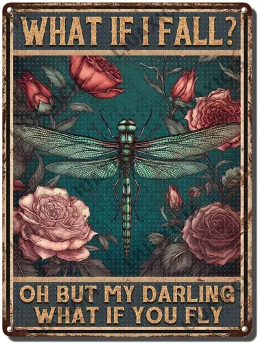 Miniatura 15 de LIUAXICIA Letreros divertidos de metal con texto en inglés «Into The Forest I go to Lose My Mind and Free My Soul Dragonfly», decoración de pared