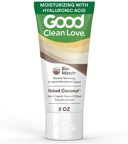 Good Clean Love Naked Coconut - Aceite de coco orgánico y lubricante a base de agua, lubricante personal con ácido hialurónico. Seguro para juguetes