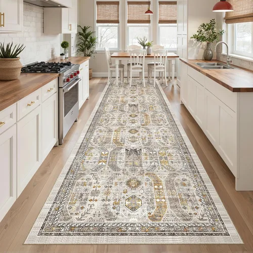 Miniatura 294 de Madane Tapete lavable de 2 x 10 pies para pasillo, cocina, recibidor, clásico, suave, antideslizante para interiores, casa de campo, baño, sala