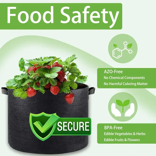 Miniatura 6 de iGarden Bolsas de cultivo altas, macetas de cultivo de 15 galones, paquete de 5 con asas, bolsa de tela no tejida gruesa de 11.29 oz para verduras