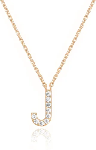 Miniatura 128 de PAVOI 14K White Gold Plated Cubic Zirconia Initial Necklace Letter Dainty Necklaces for Women