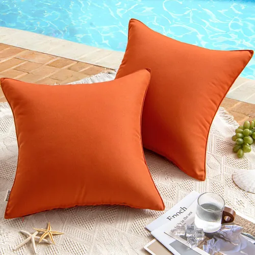 Miniatura 18 de MIULEE - Juego de 2 fundas de almohadas decorativas para exteriores, impermeables, cuadradas, para jardín, para cenador de primavera, tienda de Negro