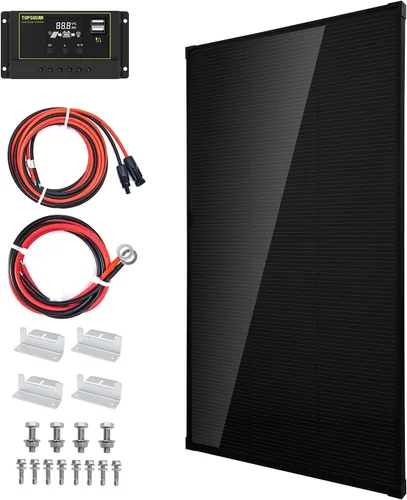 Miniatura 10 de Kit de Panel Solar Topsolar 100 Vatios 12 Voltios Monocristalino para Sistema Fuera de la Red para Hogares, RV, Barco + Controlador de Carga Solar