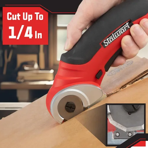 Miniatura 5 de Tijeras Eléctricas Inalámbricas - Cortador Multiusos para Tela, Cuero, Alfombra, Cartón o Cajas con Cuchilla Giratoria y Batería Recargable de 4V