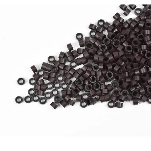 Miniatura 4 de 500 cuentas de extensiones de cabello con micro anillos forrados de silicona de 0.197 in, cuentas para extensiones de cabello con punta I
