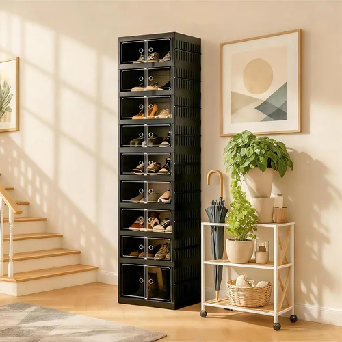 Miniatura 19 de Organizador de Zapatos Plegable Caja de Almacenamiento, Estante de Zapatos Plegable Portátil Extra Grande para Closet, Caja de Almacenamiento