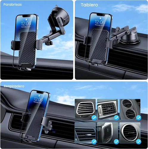 Miniatura 2 de GUWEZ Soporte de teléfono para tu automóvil [base ultra fuerte de succión de grado militar] Soporte de teléfono celular 3 en 1